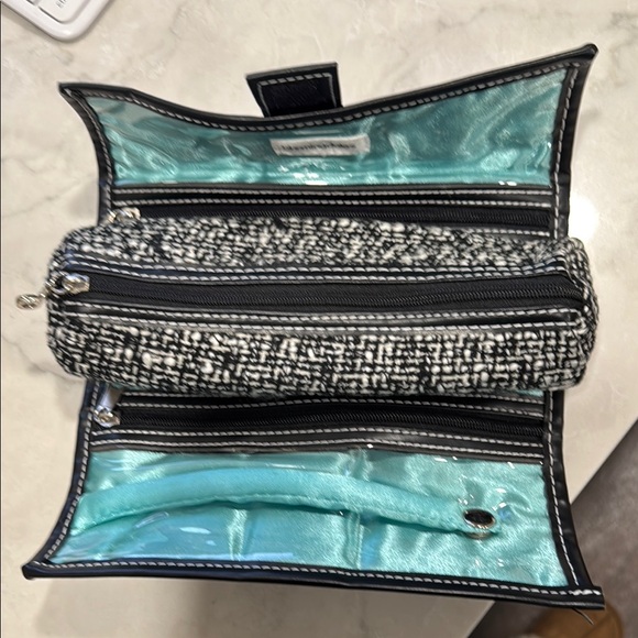 Bloomingdales Black and White Tweed Jewelry Roll - Picture 7 of 7